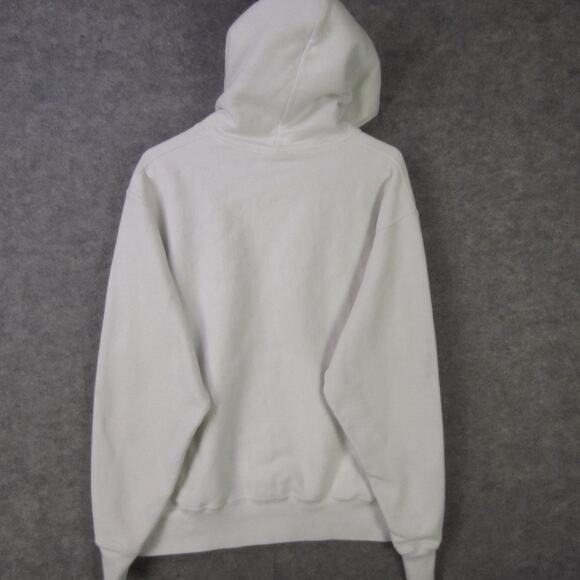 Champion Hoodie Mens Large White Reverse Weave Pullover Fleece C Logo Sleeve - Picture 7 of 9